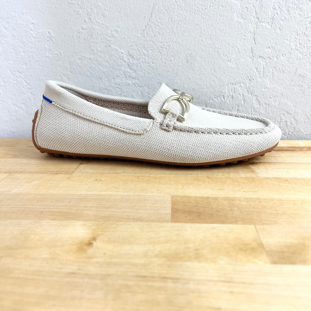Rothys The Driver Loafer Womens Size 7.5 Sesame Beige Gold Bit Hardware Driving - Picture 2 of 9